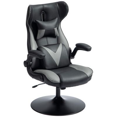 Gamingstuhl ergonomisch mit Kopf- & Lendenkissen Schwarz-Grau