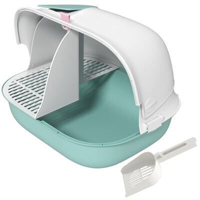 Katzentoilette mit Deckel & Sieb für Katzen bis 3.5kg Grün