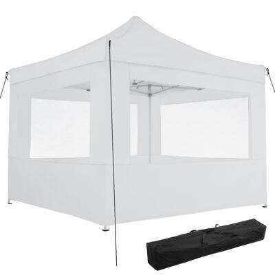 Faltbarer Garten Pavillon 3x3m mit 4 Seitenteilen weiss