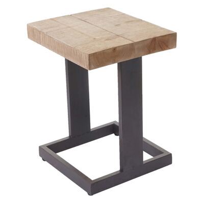 Sitzhocker Industrie Tanne Stahl  rustikal massiv 48x36x32cm