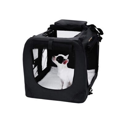 Hundetransportbox tragbar faltbar Autositz Grösse M Stoff Schwarz