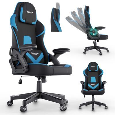 Gaming Stuhl mit Nacken- & Lordosenkissen ergonomisch & bis 150kg belastbar