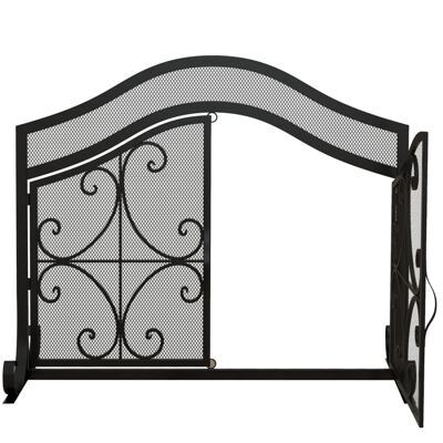 Kaminschutzgitter 105x805cm mit magnetischen Türen stabil Schwarz