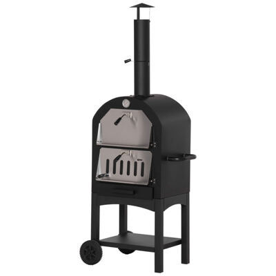 2in1 Pizzaofen Holzkohlegrill BBQ mit Thermometer H: 161cm