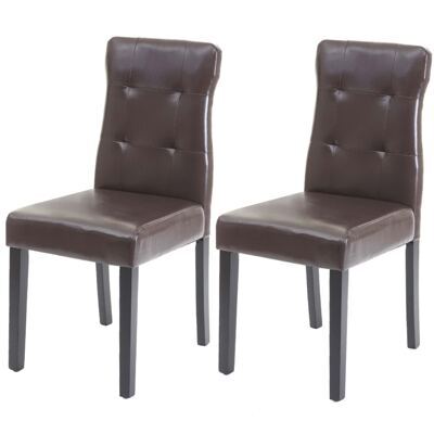 2x Esszimmerstuhl ~ Kunstleder braun, dunkle Beine