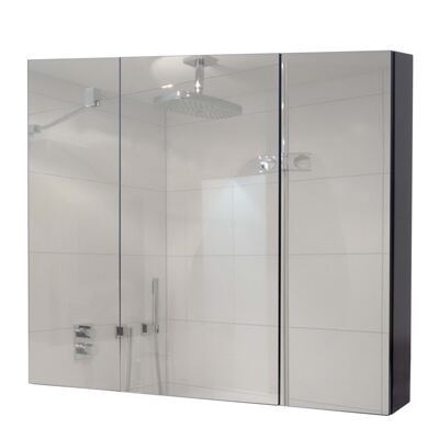Spiegelschrank Badschrank Hängeschrank hochglanz 70x80x16cm schwarz