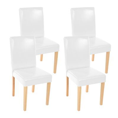 4x Esszimmerstuhl Stuhl Lehnstuhl Littau Kunstleder weiss helle Beine