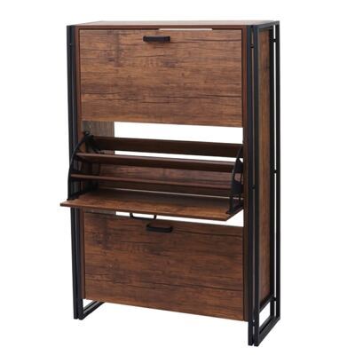 Schuhkipper Schuhregal, 122x77x29cm 3 Klappen ~ Wildeiche-Optik