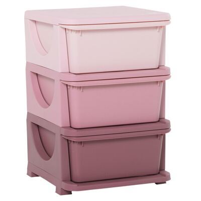 Spielzeugaufbewahrung Kinderkommode 3 Ebenen Rosa