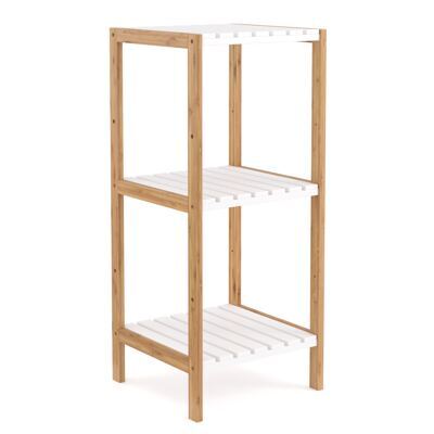 Regal Bambus 34 x 33 x 80 cm weiss/natur