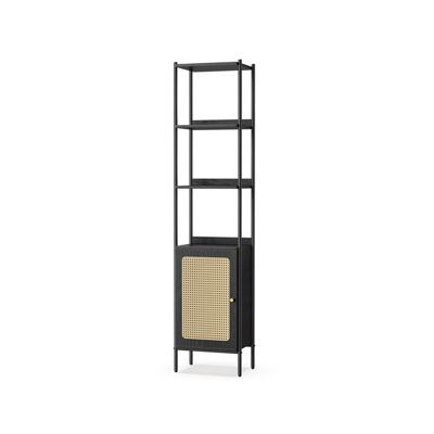 Bücherregal Standregal 6-stöckig mit Rattan-Tür