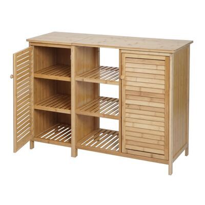 Badezimmerschrank Badschrank Badregal 2 Türen Bambus 87x99x33cm