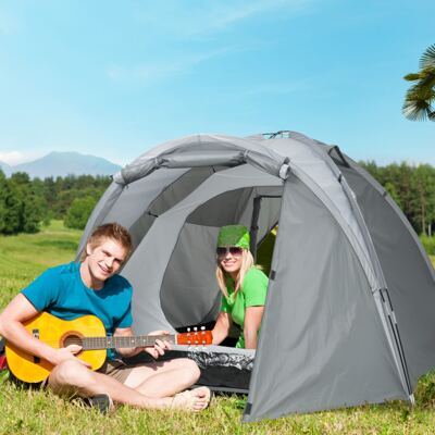 Campingzelt wetterfest mit Transporttasche für 2-3 Personen Grau