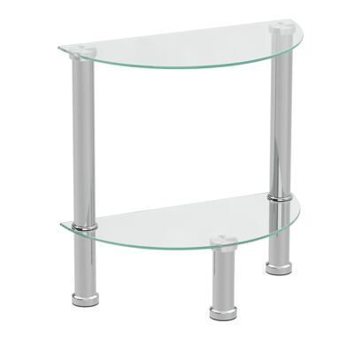 Beistelltisch Glas JUNIPER halbrund 45 x 22 x 47 cm silber