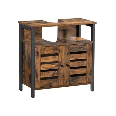 Waschbeckenunterschrank mit Regal Lamellentüren Vintage