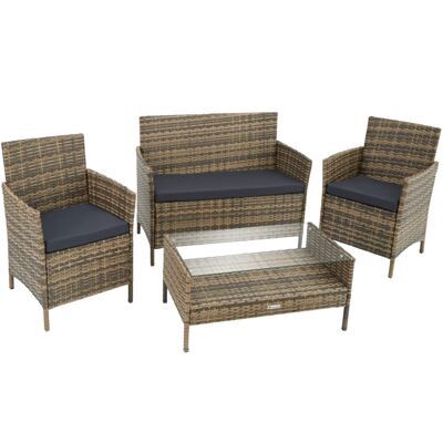 Rattan Sitzgruppe Madeira 3+1 - natur