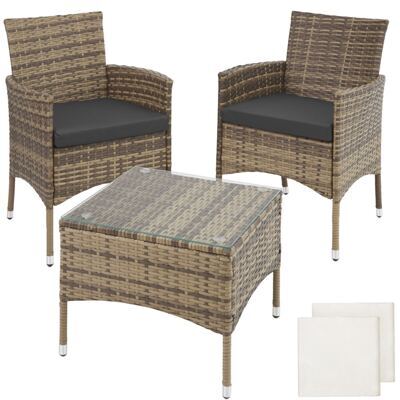 Rattan Gartenset Luzern 2+1 - natur