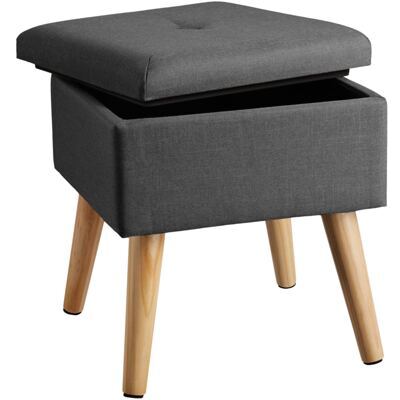 Sitzhocker Elva gepolstert in Leinenoptik 300kg mit Stauraum - dunkelgrau