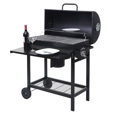 Holzkohlegrill Grillwagen mit Deckel und Ablage 102cm