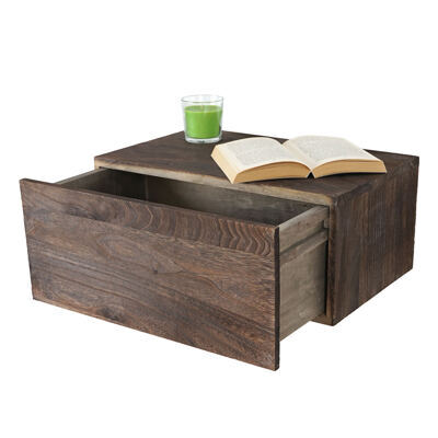 Shabby Nachttisch Dinant Schweberegal mit Schublade 21x46x30cm braun