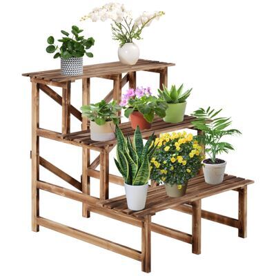 Pflanzentreppe 3 Stufen 80x80x78cm aus Tannenholz
