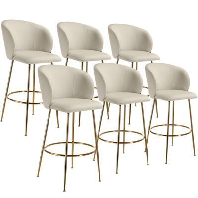 Barstuhl Luana creme/gold 6er Set