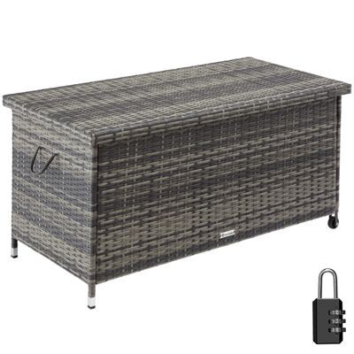 Auflagenbox Kiruna mit Kunststoffgeflecht, 120x55x61,5cm, 270l grau