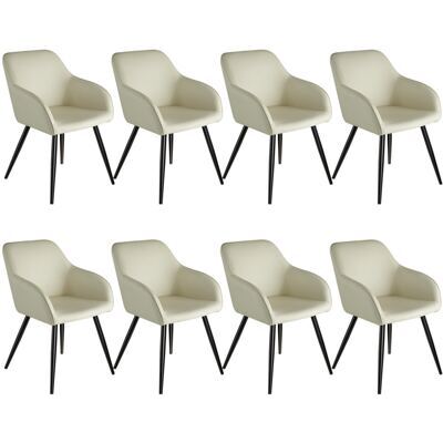 8er Set Stuhl Marilyn Stoff, schwarze Stuhlbeine crème/schwarz