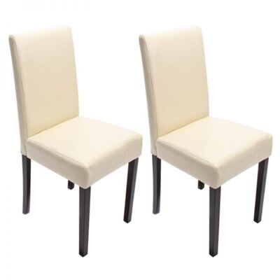 2x Esszimmerstuhl Littau ~ Leder creme dunkle Beine