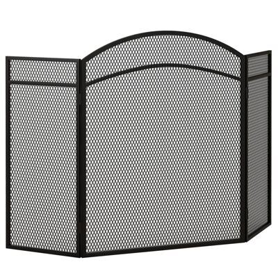 Kaminschutzgitter 96x60cm klappbar 3 Paneelen Schwarz