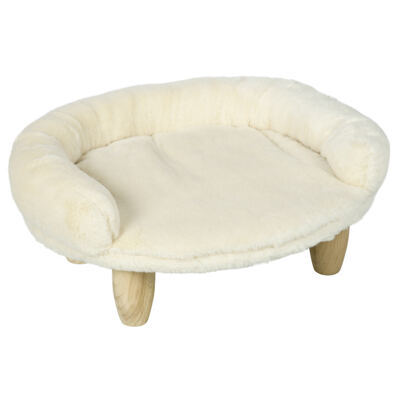 Haustiersofa Flanell mit Holzbeinen komfortabel Creme