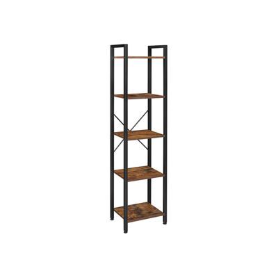 Bücherregal Standregal 5-Ebenen Industriestil Stahl Braun Schwarz