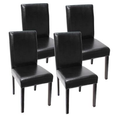 4x Esszimmerstuhl Littau ~ Kunstleder schwarz dunkle Beine