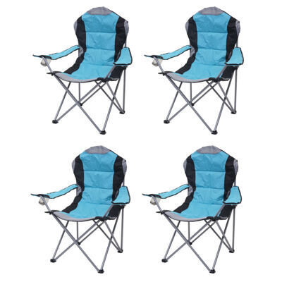 4x Campingstuhl Anglerstuhl Faltstuhl gepolstert blau