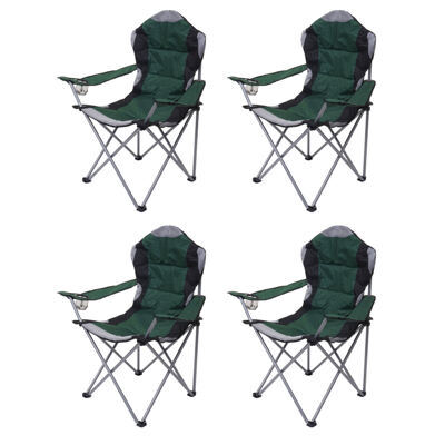 4x Campingstuhl Anglerstuhl Faltstuhl gepolstert grün