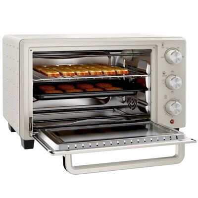 Minibackofen Ofen 21L 100-230°C mit Drehspiess Cremeweiss
