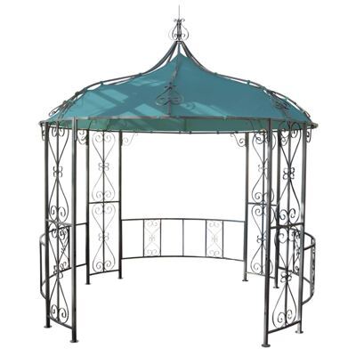 Pergola Almeria Garten Pavillon stabiles Stahl-Gestell Ø 3m türkis