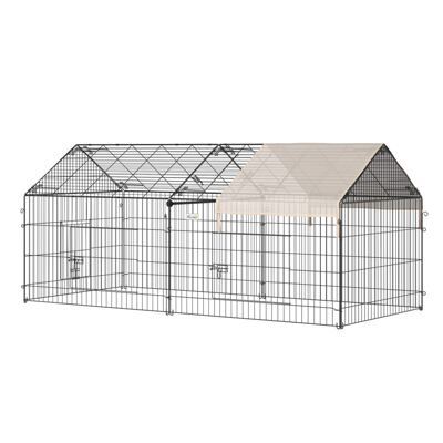 Kleintier Freigehege mit Sonnenschutz Metall Beige