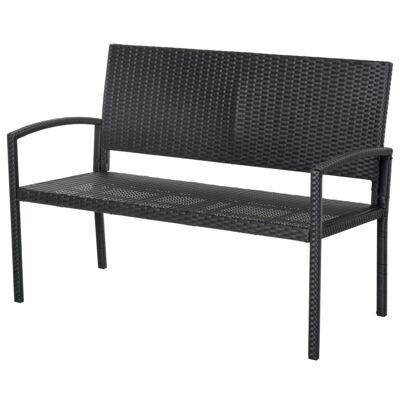 Gartenbank Polyrattan 122x60x87cm Schwarz