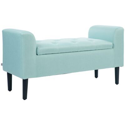 Sitzbank mit Stauraum Leinenoptik 116x44x58cm bis 130kg belastbar Grün