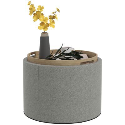 Sitzhocker rund Ø56x42cm Leinenoptik mit Stauraum Grau