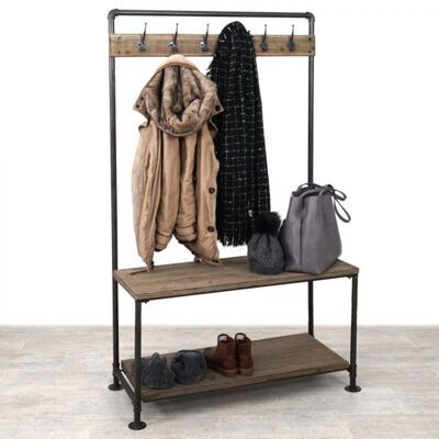 Garderobe HWC Echtholz 170x98x40cm