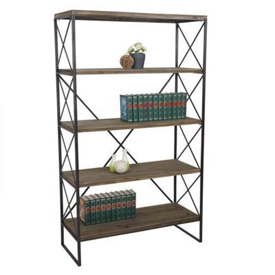 Bücherregal HWC Echtholz Metall ~ 5 Ebenen 174x102cm