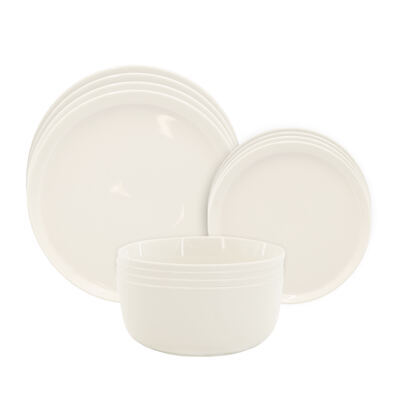 Geschirr-Set Porzellan 12-teilig weiss