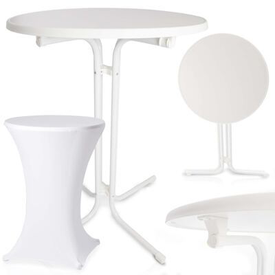Stehtisch Bistrotisch 110cm x Ø80cm mit Tischhusse Weiss