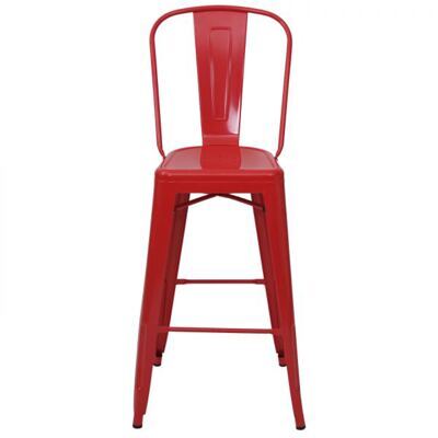 Barhocker mit Lehne Metall Industriedesign ~ rot