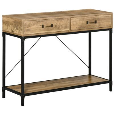 Beistelltisch Konsolentisch mit 2 Schubladen 100x35x76.5cm Braun
