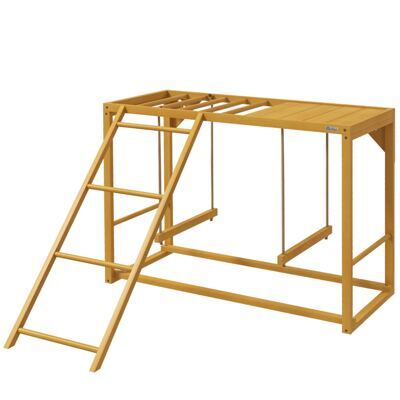 Hühner-Spielgerüst mit Schaukeln & Leiter für 3-4 Hühner Naturholz