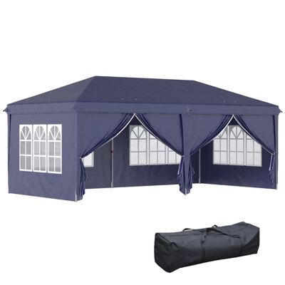 Faltpavillon 585x295m UV-Schutz mit Seitenwänden Blau