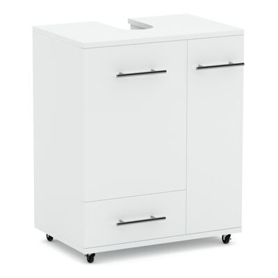 Waschbeckenunterschrank auf Rollen 50 x 33 x 59 cm weiss